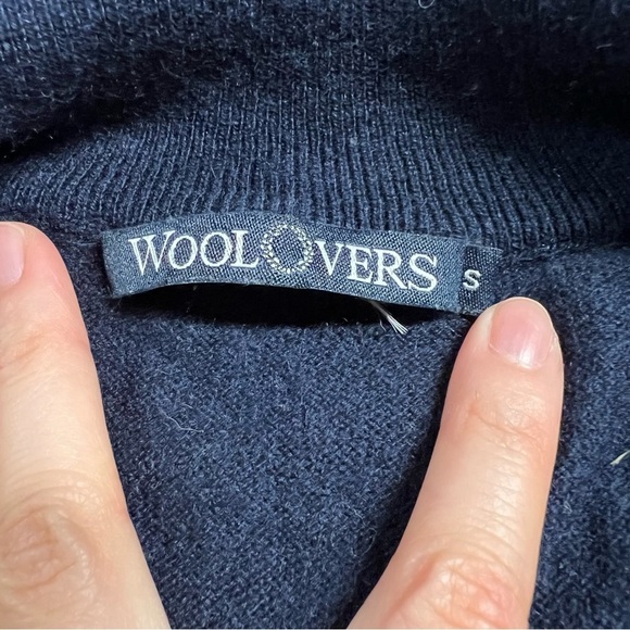 Woolovers Navy Blue Cashmere & Merino Wool Blend 1/4 Zip Pullover Sweater S - Picture 3 of 6